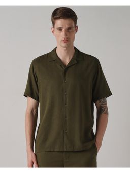 Mufti - Dark Olive Green Solid/Plain Men Shirt