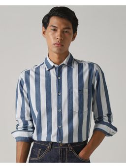Mufti - Light Iced Blue Stripes Men Shirt
