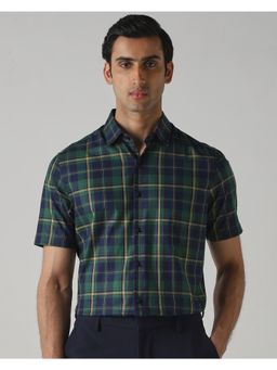 Mufti - Dark Forest Green Checks Men Shirt
