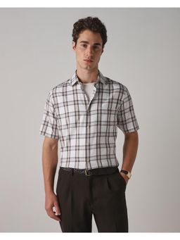 Mufti - Rich Eggshell White Checks Men Shirt