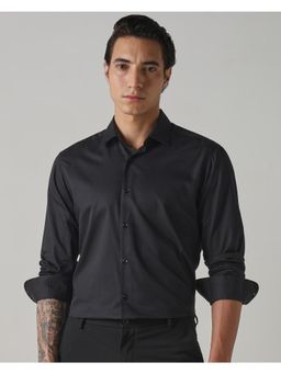 Mufti - Jet Black Self Design Men Shirt