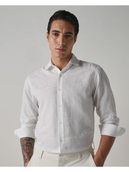 Mufti - Rich Eggshell White Self Design Men Shirt