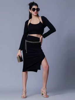 ANNY - Black Elegant Top And Skirt With Jacket