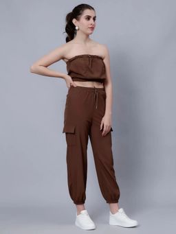ANNY - Brown Tube Jogger Top with Pant