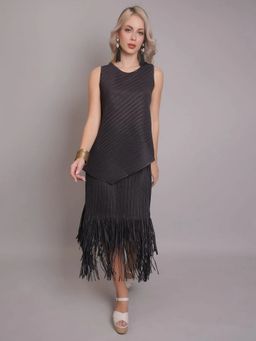 ANNY - Black Tassle Top with Skirt
