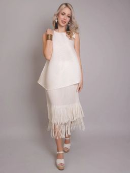 ANNY - Cream Tassle Top with Skirt