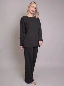 ANNY - Black Buttoned Top with Pant