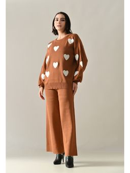 ANNY - Rust Heart Knitted Top with Pant