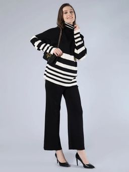 ANNY - Black Striped Knitted Top with Pant