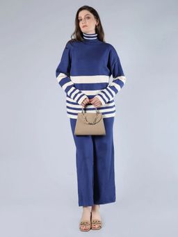 ANNY - Blue Striped Knitted Top with Pant