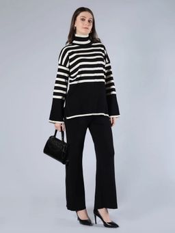 ANNY - Black Striped Knitted Top with Pant