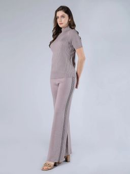 ANNY - Grey Warm Knitted Top and Pant with Jacket