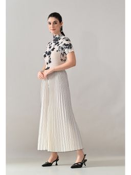 ANNY - Off White Textura Pleated Top with Pant