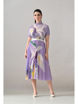 ANNY - Lavender Chromatic Printed Pleated Top with Skirt