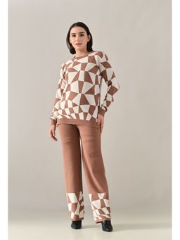 ANNY - Brown Arctic Geometry Top with Pant
