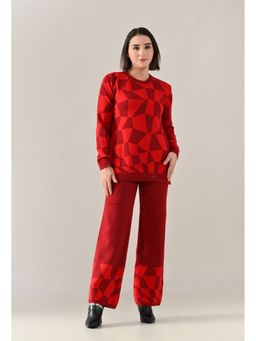 ANNY - Red Arctic Geometry Top with Pant