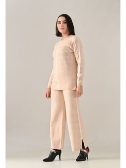ANNY - Beige Pattern Knit Top with Pant