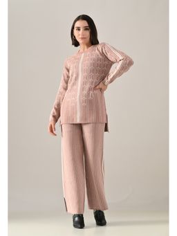 ANNY - Peach Pattern Knit Top with Pant