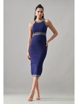 ANNY - Blue Lurex Ribbed Top with Skirt
