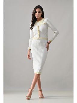 ANNY - Off White Lurex Ribbed Top with Skirt
