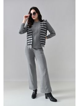 ANNY - Grey Nordic Stripe Top and Pant with Jacket