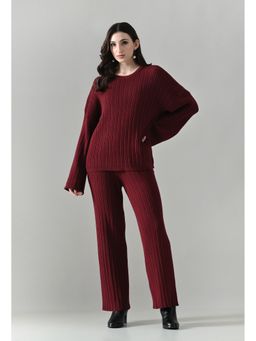 ANNY - Maroon Essence Ribbed T-shirt with Pant