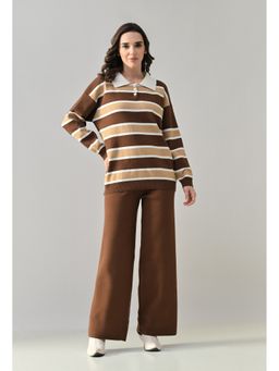 ANNY - Brown Polo Knit T-shirt with Pant