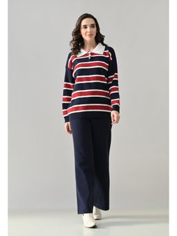 ANNY - Navy Blue Polo Knit T-shirt with Pant