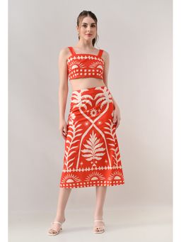 ANNY - Orange Crop Top with Skirt