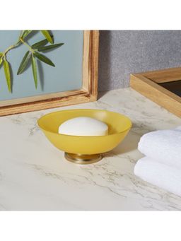 HomeTown - Emilia Glass Frosted Colored Soap Dish In Yellow Colour
