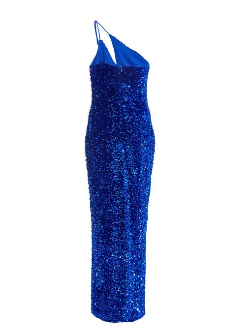 Buy Quiz Clothing Royal Blue One Shoulder Cut Out Sequin Maxi Dress (6)  Online