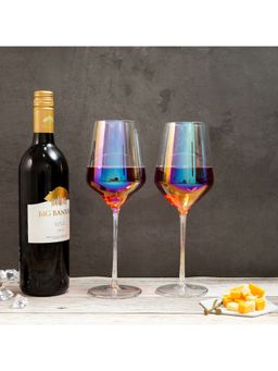 EZ Life - Borosilicate Glass Champagne Flute - Lead-Free - 7 Colors Glass Set - 500 ml- -Pack of 2