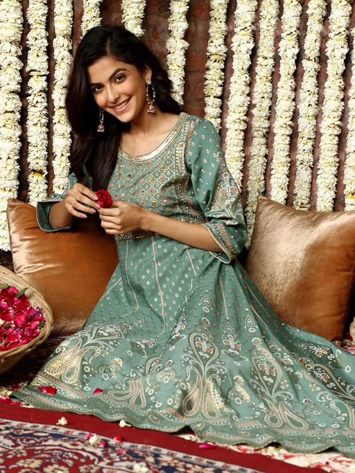 Buy Aurelia Green Floral Printed Dress Online