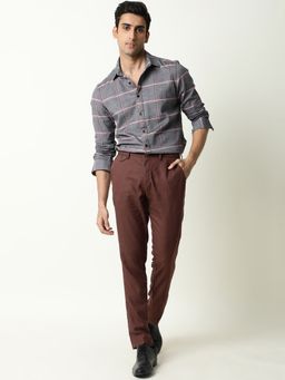 Rare Rabbit - Cameo Maroon Casual Trouser