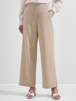 TOKYO TALKIES - Women Beige Mid Rise Straight Trouser