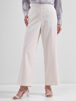 TOKYO TALKIES - Women White Mid Rise Straight Trouser