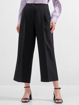 TOKYO TALKIES - Women Black Mid-Rise Straight Leg Culottes