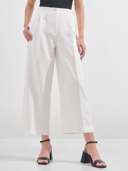 TOKYO TALKIES - Women White Mid-Rise Straight Leg Culottes