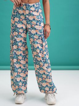 TOKYO TALKIES - Women Navy Blue Floral Printed Joggers