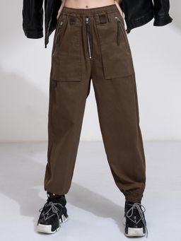 TOKYO TALKIES - Women Brown Parachute Pant