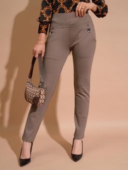 TOKYO TALKIES - Women Grey Brown Trouser