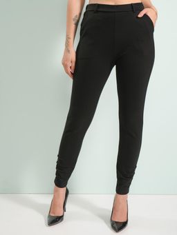 TOKYO TALKIES - Women Black Skinny Fit Mid-Rise Trouser