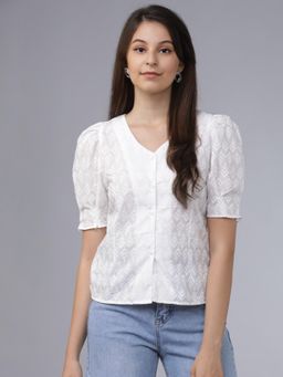 TOKYO TALKIES - White Embroidered Top