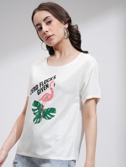 TOKYO TALKIES - Womens White Printed T-Shirt