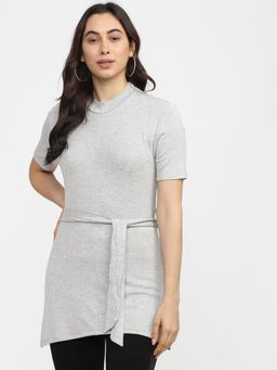 TOKYO TALKIES - Womens Grey Knitted Top With Belt