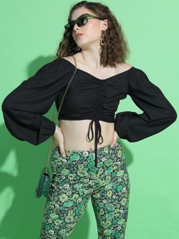 TOKYO TALKIES - Womens Black Crop Top
