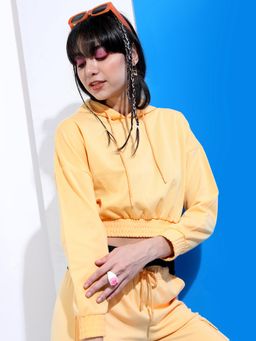 TOKYO TALKIES - Yellow Hooded Crop Hoodie