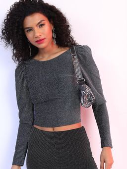 TOKYO TALKIES - Round Neck Styled Back Crop Top