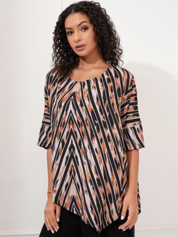 TOKYO TALKIES - Women Printed Asymmetrical Hem Top