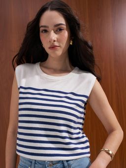 TOKYO TALKIES - Women Slight Extended Shoulder Deep Armhole Flat Knit Top